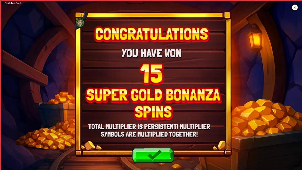 Tampilan visual slot Grab Me Gold dengan tema penambangan emas yang mendalam