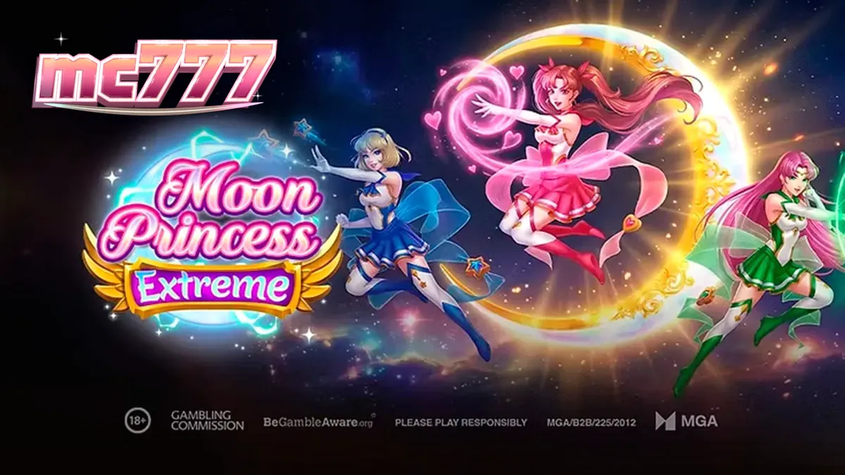 Tampilan layar permainan slot Moon Princess Extreme dengan karakter putri dan grid 5x5.